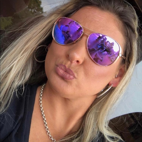 COPY - NWT Michael Kors MK5004 Chelsea Aviator Sunglasses Rose Gold w/Purple Mi… - Picture 2 of 2